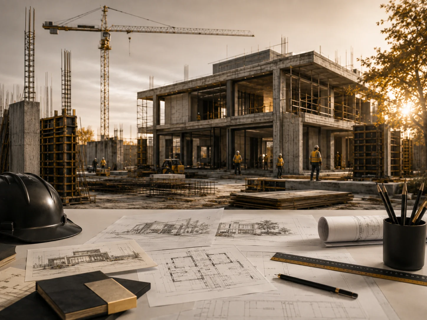 Construction according to an architectural project